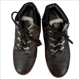 ACNE STUDIO Brown Leather Shearling Winter Luxury Contemporary Boots Size 39